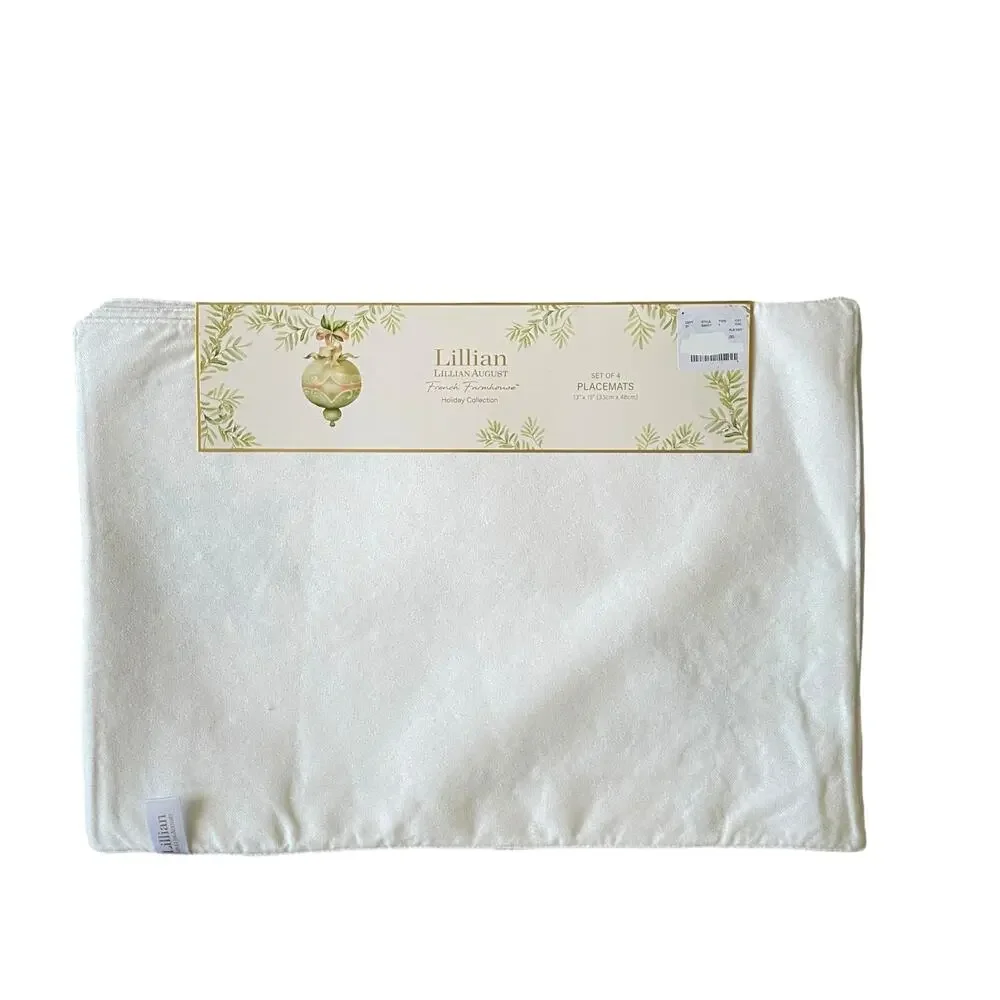 Lillian August Christmas Placemats Set of 4 Gold & Silver Snowflake Holiday Glam